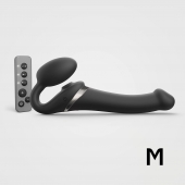 Черный безремневой страпон Multi Orgasm Size M с клиторальной стимуляцией - Strap-on-me - купить с доставкой в Майкопе