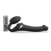 Черный безремневой страпон Multi Orgasm Size M с клиторальной стимуляцией - Strap-on-me - купить с доставкой в Майкопе