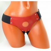 Красные кожаные трусики для страпона - БДСМ Арсенал - купить с доставкой в Майкопе