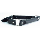 Черный кожаный кляп-трензель на кольцах - БДСМ Арсенал - купить с доставкой в Майкопе