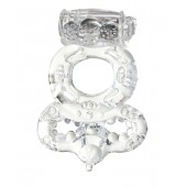 Прозрачное эрекционное кольцо с вибратором  и подхватом - Toyfa Basic - в Майкопе купить с доставкой