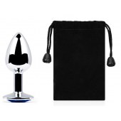 Анальное украшение BUTT PLUG  Small с синим кристаллом - 7 см. - Anal Jewelry Plug - купить с доставкой в Майкопе