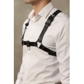 Черная мужская кожаная портупея №4 - БДСМ Арсенал - купить с доставкой в Майкопе