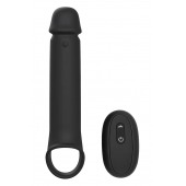Черная насадка-удлинитель с вибрацией Vibrating Extender With Remote - Dream Toys - в Майкопе купить с доставкой
