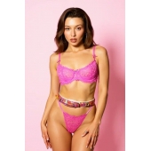 Эффектный розовый пояс из голографической эко-кожи - БДСМ Арсенал - купить с доставкой в Майкопе