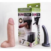 Страпон-унисекс с двумя насадками UNI strap 7  Harness - 19 и 16 см. - LOVETOY (А-Полимер) - купить с доставкой в Майкопе