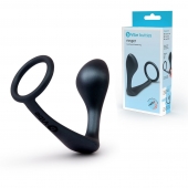 Черное эрекционное кольцо со стимулятором простаты Ringer Cock Ring   Plug - b-Vibe - в Майкопе купить с доставкой