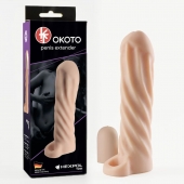 Телесная насадка-удлинитель Okoto со спиралевидным рельефом - 16 см. - Sitabella - в Майкопе купить с доставкой