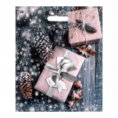 Новогодний пакет с принтом в виде подарков и вырубной ручкой (45х38 см) - Сима-Ленд - купить с доставкой в Майкопе