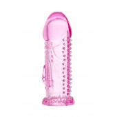 Розовая насадка на пенис с шипиками и коготком - 13,5 см. - A-toys - в Майкопе купить с доставкой