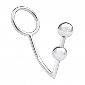 Кольцо на пенис с анальным стимулятором Two Bead Stainless Steel Anal Hook   Cock Ring - BlueLine - в Майкопе купить с доставкой