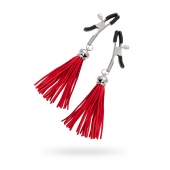 Зажимы на соски «Прищепки» с красными кисточками из замши - Pecado - купить с доставкой в Майкопе