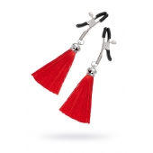 Зажимы на соски «Прищепки» с красными кисточками из шелка - Pecado - купить с доставкой в Майкопе