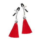 Зажимы на соски «Прищепки» с красными кисточками из шелка - Pecado - купить с доставкой в Майкопе
