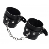 Черные однослойные наручники из натуральной кожи с цепочкой - Pecado - купить с доставкой в Майкопе