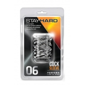 Прозрачная насадка с объёмными чёрточками STAY HARD COCK SLEEVE 06 CLEAR - Blush Novelties - в Майкопе купить с доставкой