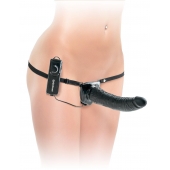 Черный страпон с вагинальной пробкой Deluxe Vibrating Penetrix Strap-On - 19 см. - Pipedream - купить с доставкой в Майкопе