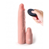 Телесная вибронасадка на член 3  Vibrating Mega X-tension with Remote - 22,9 см. - Pipedream - в Майкопе купить с доставкой