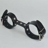 Черные кожаные наручники-фиксатор - Sitabella - купить с доставкой в Майкопе