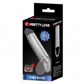 Прозрачная насадка на пенис с ребрышками и подхватом мошонки - Baile - в Майкопе купить с доставкой