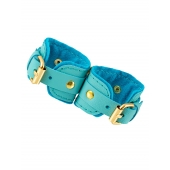 Голубые двуслойные кожаные наручники-браслеты - Pecado - купить с доставкой в Майкопе