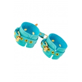 Голубые однослойные кожаные наручники - Pecado - купить с доставкой в Майкопе