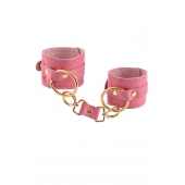 Розовые однослойные кожаные наручники - Pecado - купить с доставкой в Майкопе