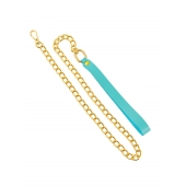 Голубой кожаный поводок с карабином для ошейника - 80 см. - Pecado - купить с доставкой в Майкопе