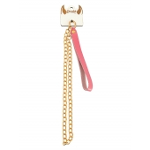 Розовый кожаный поводок с карабином для ошейника - 80 см. - Pecado - купить с доставкой в Майкопе