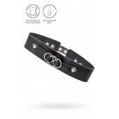 Черный чокер-ошейник со связанными кольцами на подложке - Pecado - купить с доставкой в Майкопе