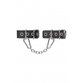 Черные кожаные наручники-браслеты из одного ремешка с люверсами - Pecado - купить с доставкой в Майкопе