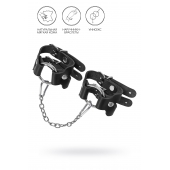 Черные кожаные наручники-браслеты из двух ремешков - Pecado - купить с доставкой в Майкопе