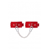 Красные кожаные узкие оковы со скруглёнными углами - Pecado - купить с доставкой в Майкопе