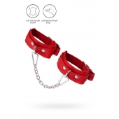 Красные кожаные узкие оковы со скруглёнными углами - Pecado - купить с доставкой в Майкопе