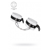 Бело-черные мягкие оковы с одним ремешком и люверсами - Pecado - купить с доставкой в Майкопе
