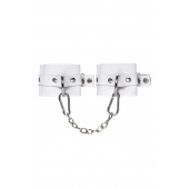 Белые мягкие кожаные наручники с люверсами - Pecado - купить с доставкой в Майкопе