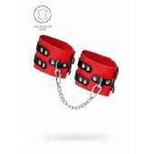 Красно-черные мягкие оковы с двумя ремешками с люверсами - Pecado - купить с доставкой в Майкопе