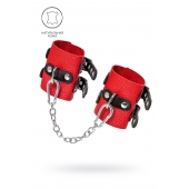 Красно-черные мягкие наручники с двумя ремешками с люверсами - Pecado - купить с доставкой в Майкопе