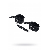 Черные двухслойные кожаные оковы с белой строчкой - Pecado - купить с доставкой в Майкопе