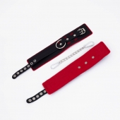 Черно-красные оковы с красной строчкой Sex - Crazy Handmade - купить с доставкой в Майкопе