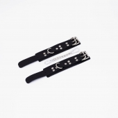 Черные кожаные наручники с регулируемыми ремешками - Crazy Handmade - купить с доставкой в Майкопе