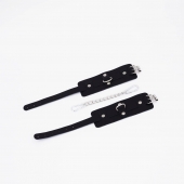 Черные кожаные оковы с хромированной фурнитурой - Crazy Handmade - купить с доставкой в Майкопе