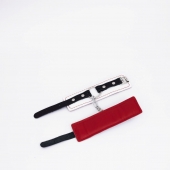 Бело-красные кожаные наручники - Crazy Handmade - купить с доставкой в Майкопе