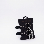 Черные кожаные оковы с кольцом - Crazy Handmade - купить с доставкой в Майкопе