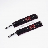 Черные кожаные оковы с красным декором и строчкой - Crazy Handmade - купить с доставкой в Майкопе