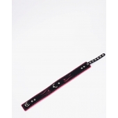 Черно-розовый кожаный ошейник с розовой строчкой - Crazy Handmade - купить с доставкой в Майкопе