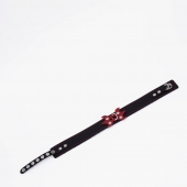 Черный ошейник с красным декором и строчкой - Crazy Handmade - купить с доставкой в Майкопе