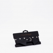 Черный однослойный кожаный ошейник с имитацией воротничка - Crazy Handmade - купить с доставкой в Майкопе