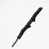 Черный однослойный кожаный ошейник с имитацией воротничка - Crazy Handmade - купить с доставкой в Майкопе