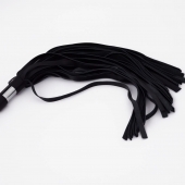 Черный кожаный флоггер со стальной ручкой - 45 см. - Crazy Handmade - купить с доставкой в Майкопе